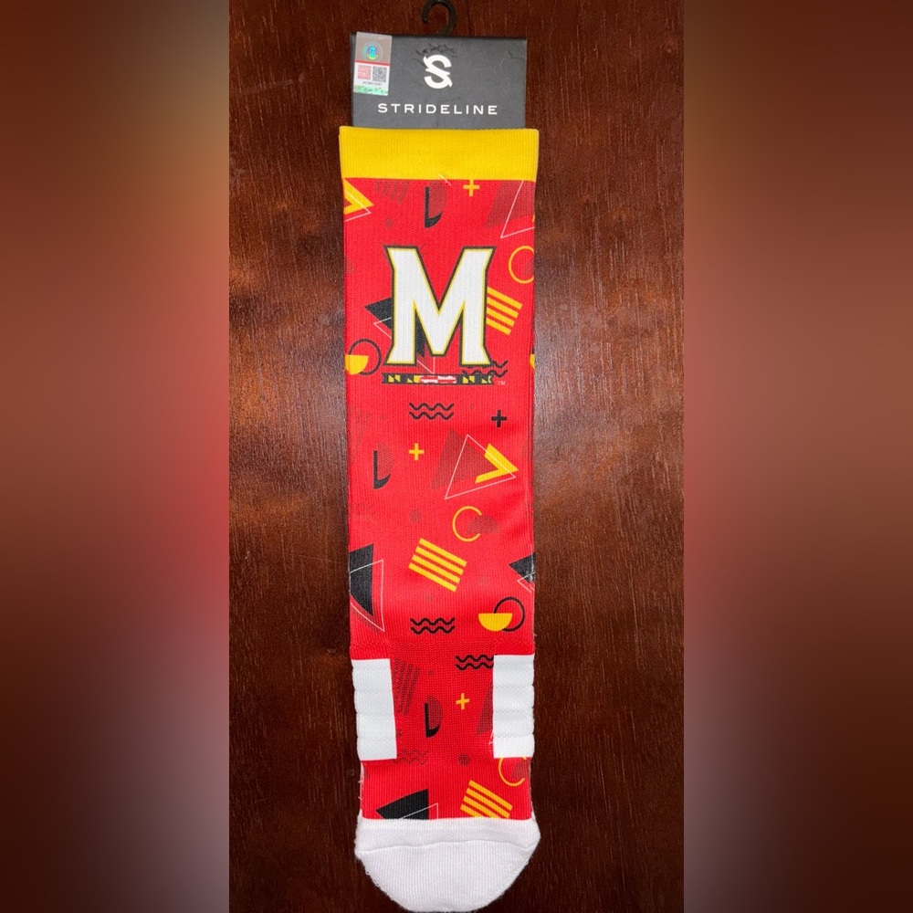 UNIVERSITY OF MARYLAND STRIDELINE CREW SOCKS NWT MEN’S SHOE SIZE 8-12